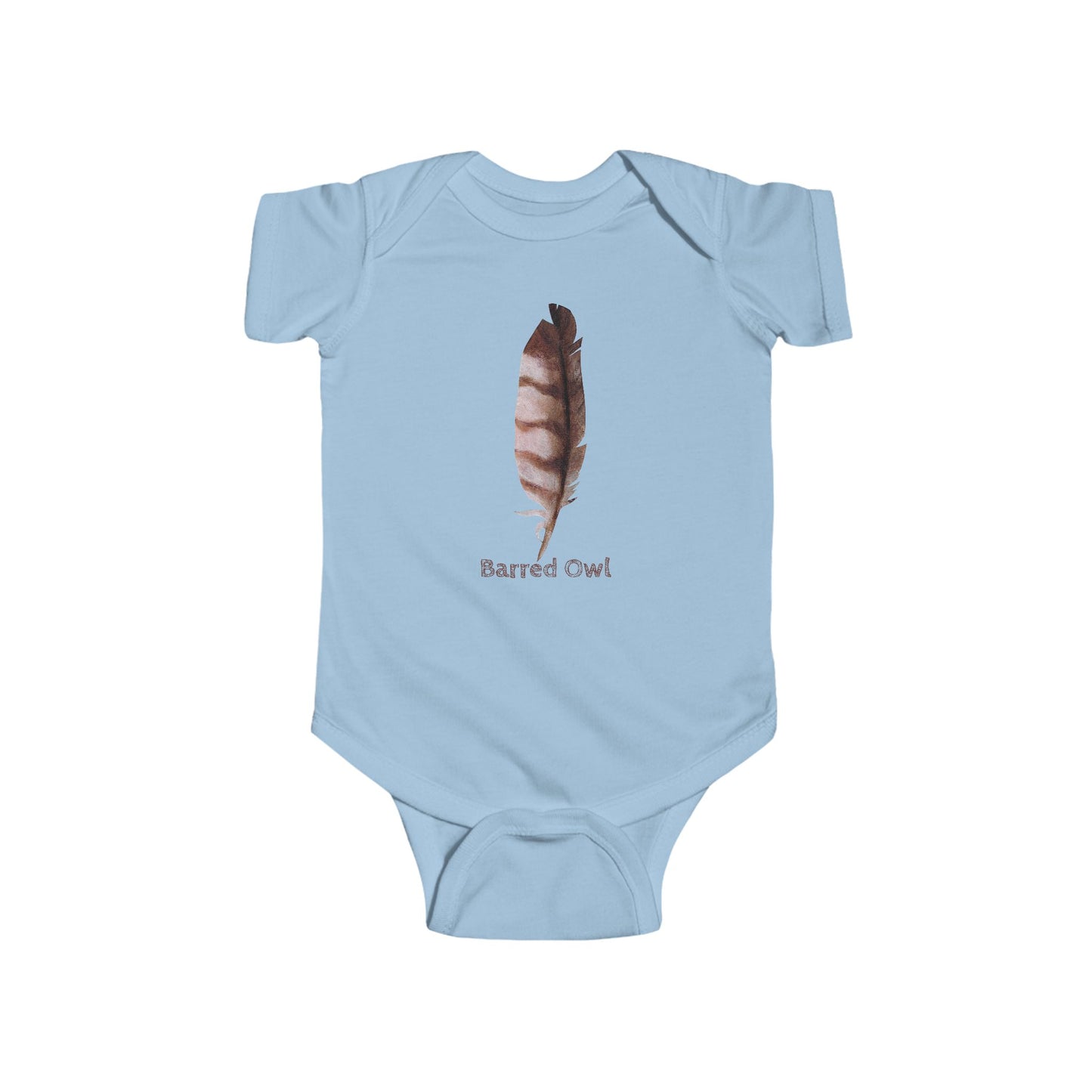Barred Owl Feather Illustration on Infant Bodysuit | Baby Birder Onesie