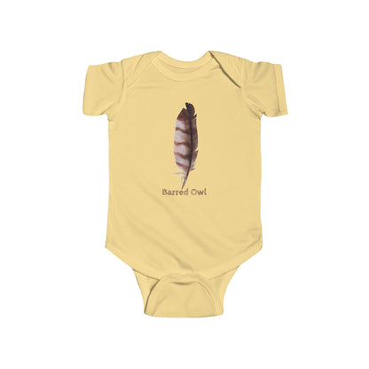 Barred Owl Feather Illustration on Infant Bodysuit | Baby Birder Onesie