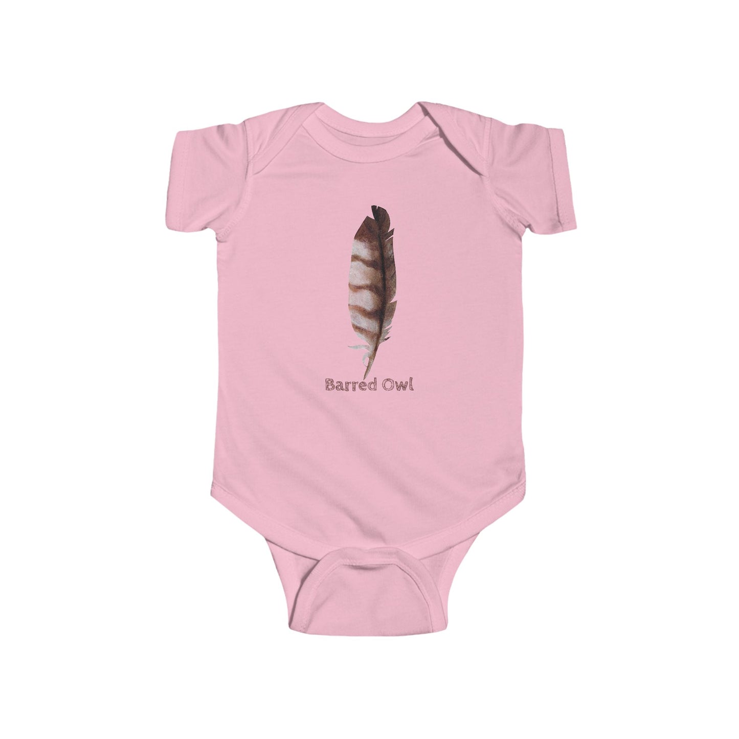Barred Owl Feather Illustration on Infant Bodysuit | Baby Birder Onesie
