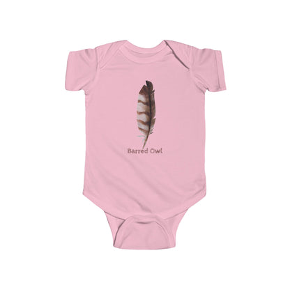 Barred Owl Feather Illustration on Infant Bodysuit | Baby Birder Onesie