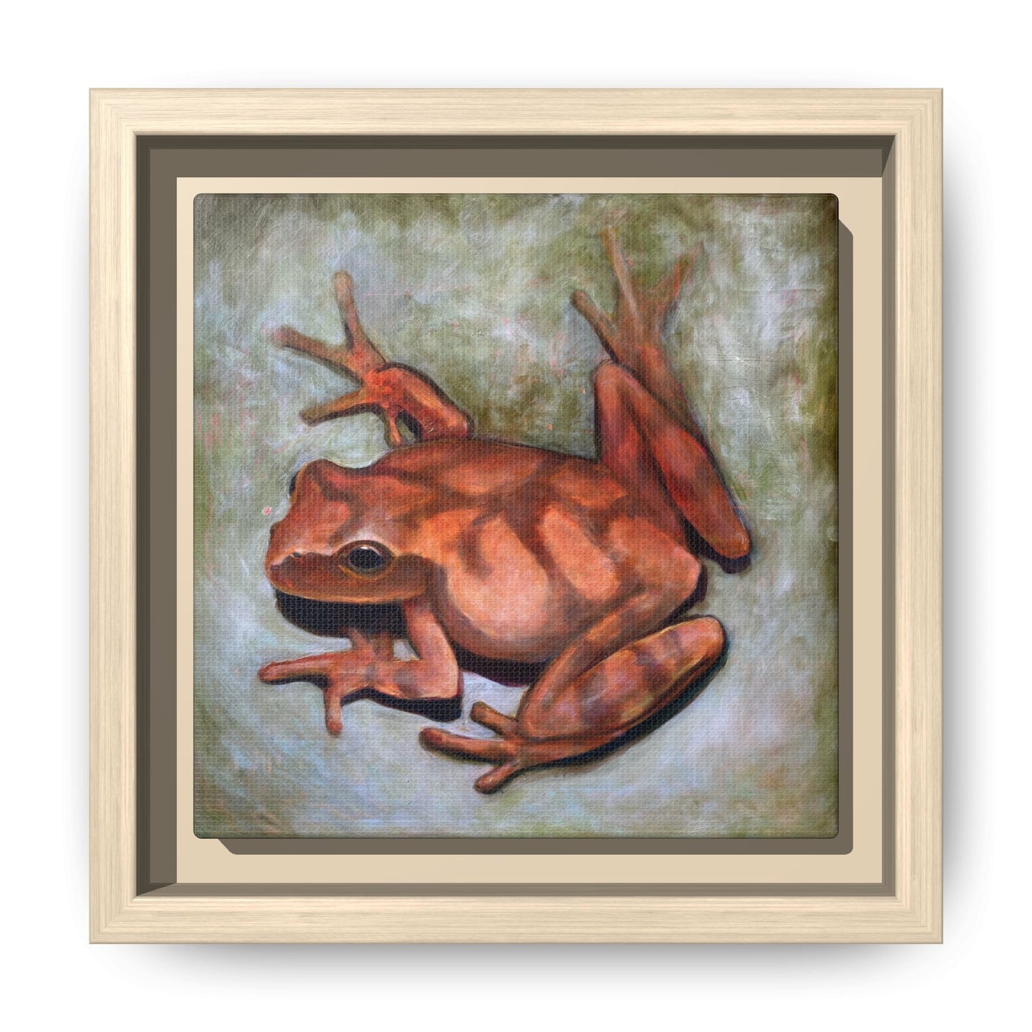 Framed Matte Canvas Print: Frog Art Print