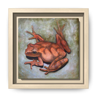Framed Matte Canvas Print: Frog Art Print