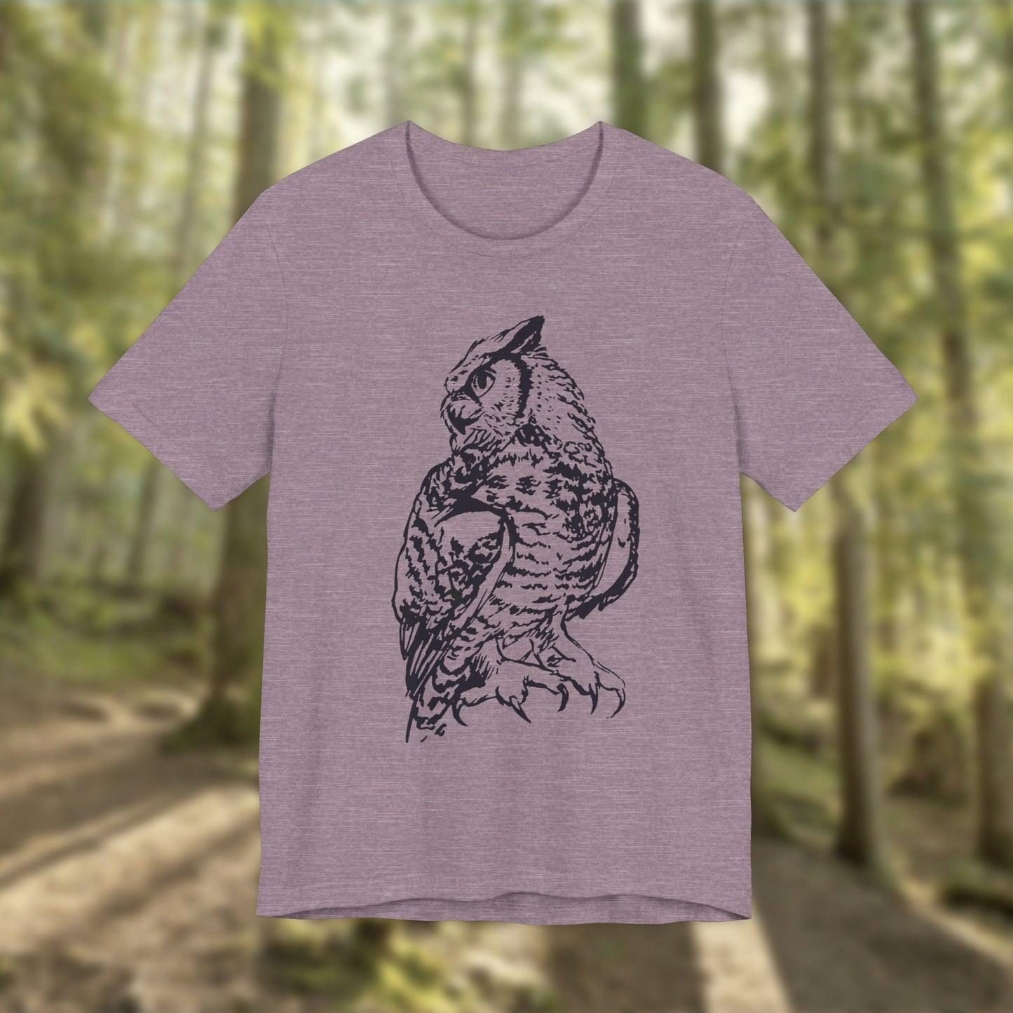 Owl Sketch Tee — Detailed Hand-Drawn Great Horned Owl T-Shirt
