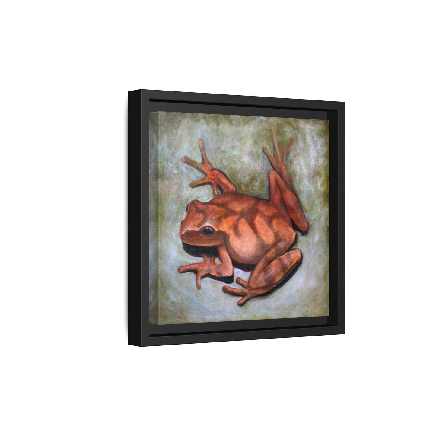 Framed Matte Canvas Print: Frog Art Print