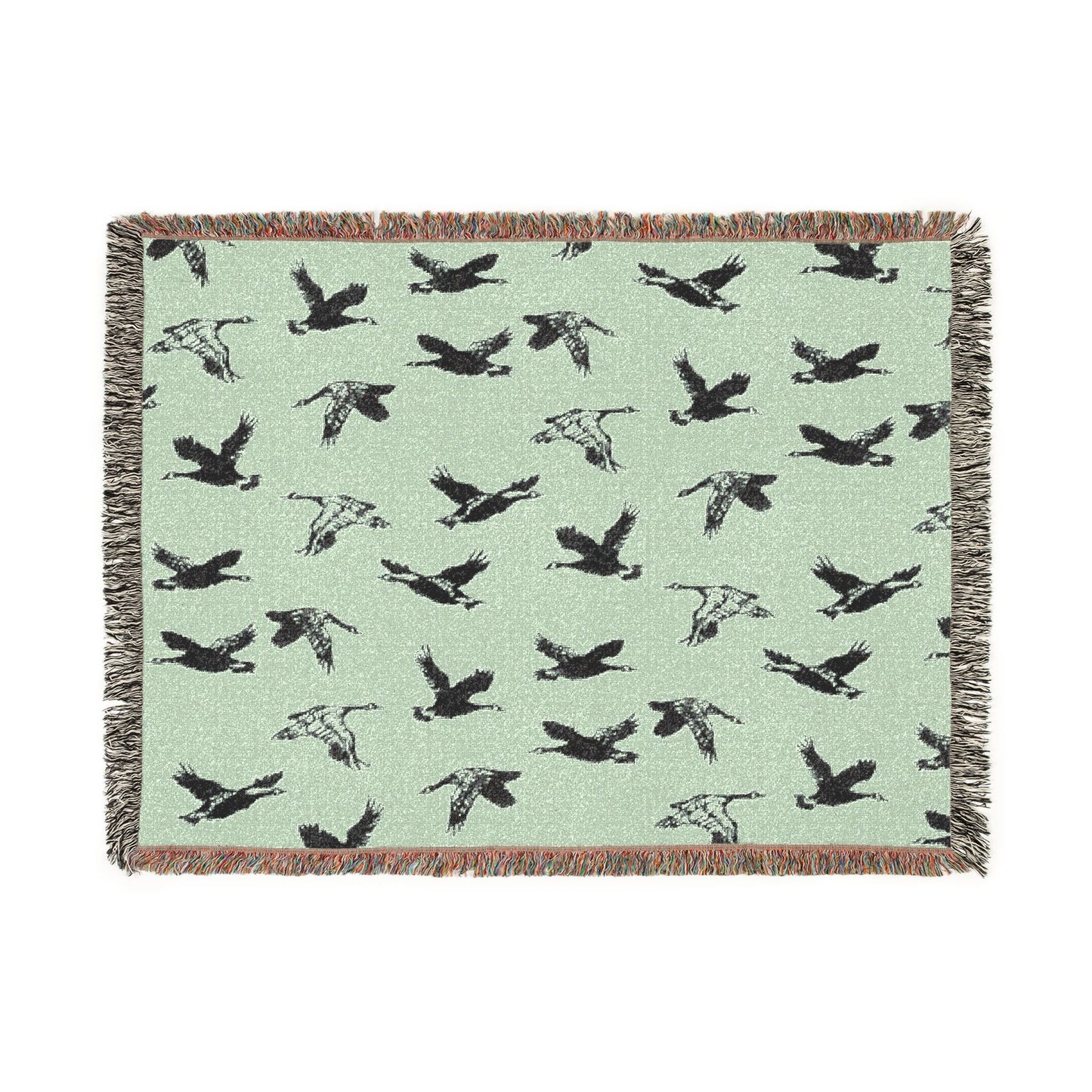 Flying Geese Woven Blanket — 'Canadian Geese Flying North' Cabin Throw