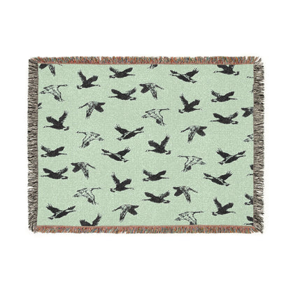 Flying Geese Woven Blanket — 'Canadian Geese Flying North' Cabin Throw