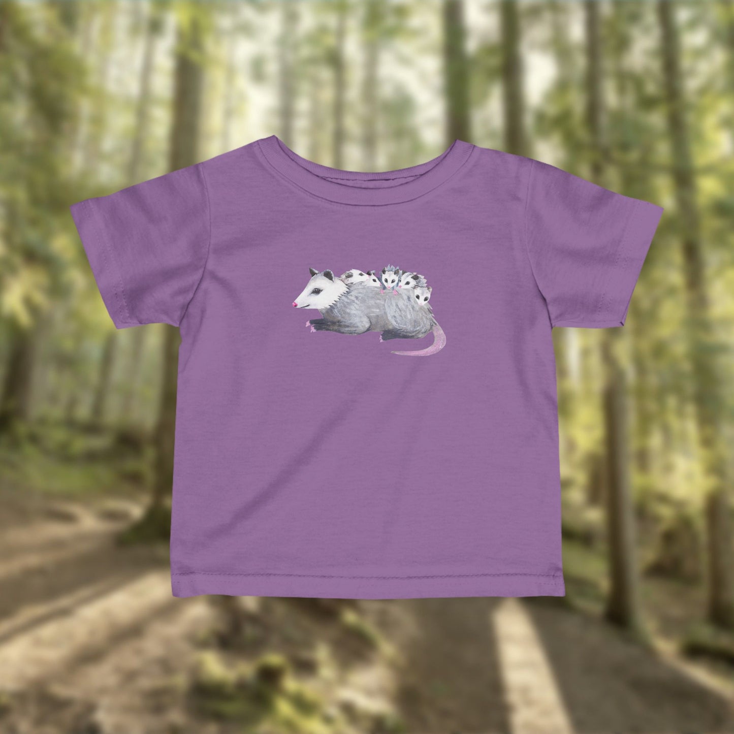 Possum Mom and Babies Illustration Infant Tee | Cute Baby Cotton Tee Shirt