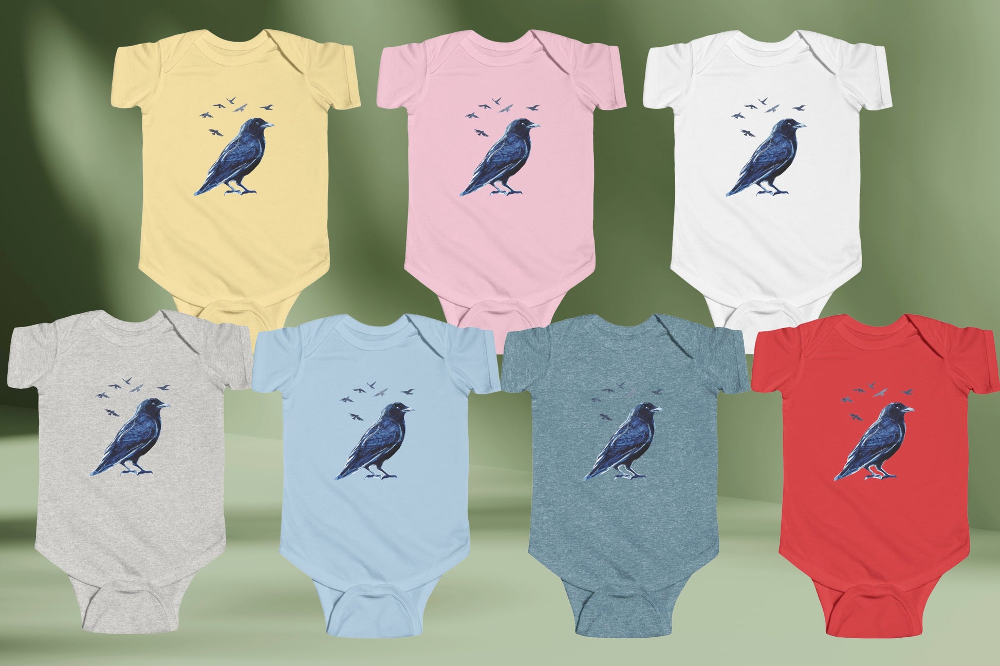American Crow Baby Bodysuit – Nature-Inspired Cotton Onesie - Bard Owl Arts