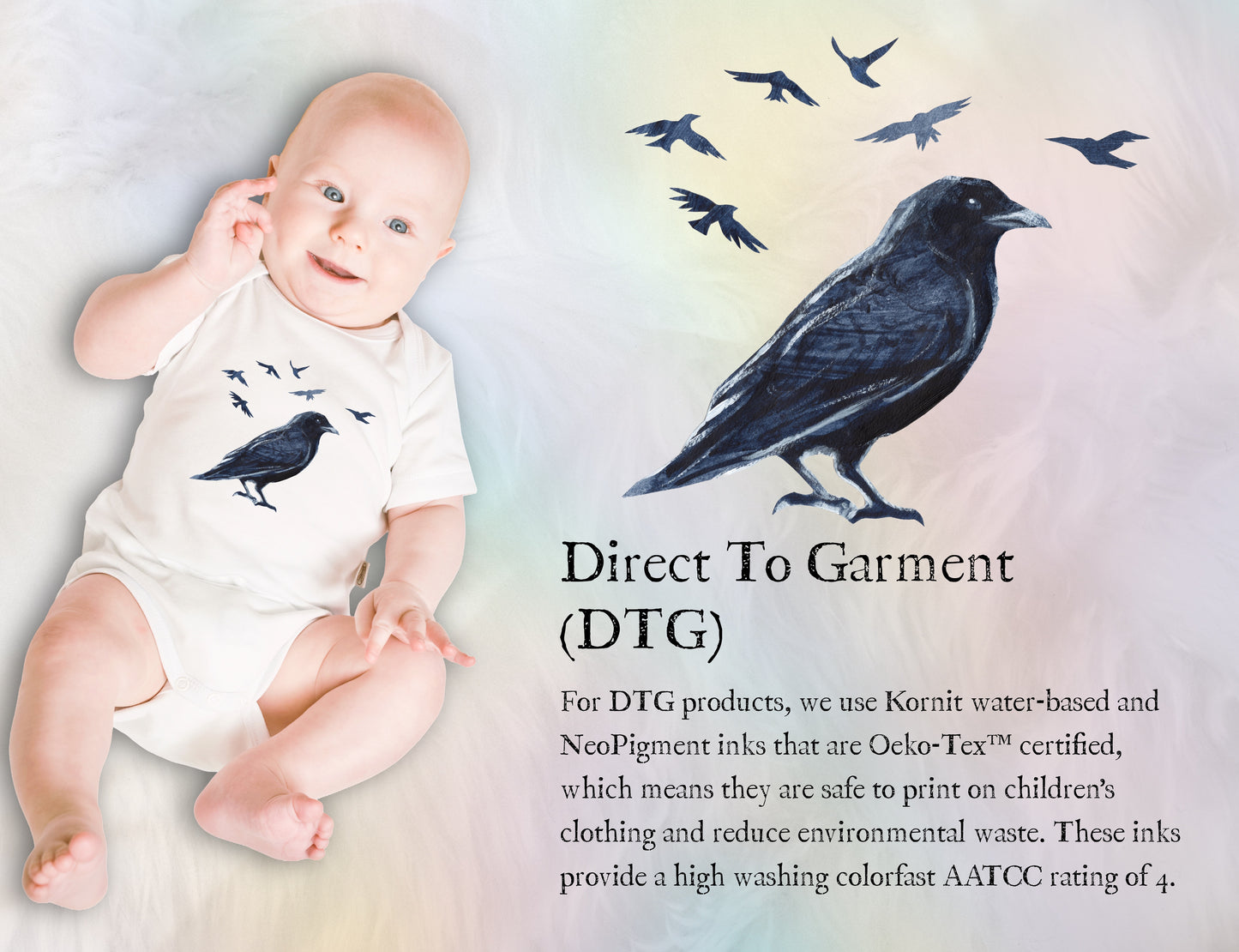 American Crow Baby Bodysuit – Nature-Inspired Cotton Onesie - Bard Owl Arts