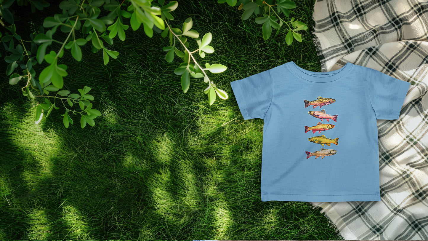 Personalized Infant Tee — Fishing Theme Baby Shirt, Artist Made Design