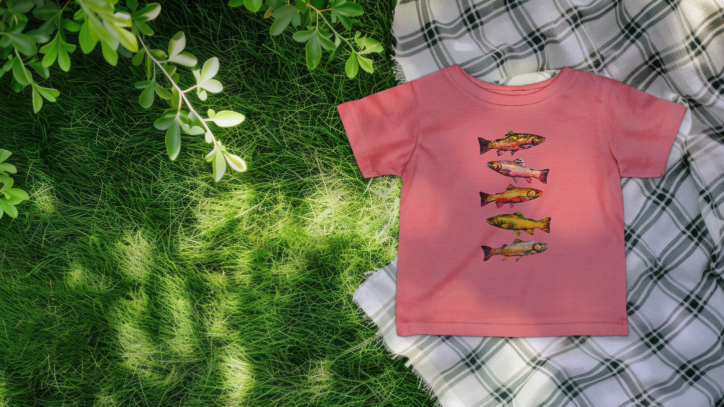 Personalized Infant Tee — Fishing Theme Baby Shirt, Artist Made Design