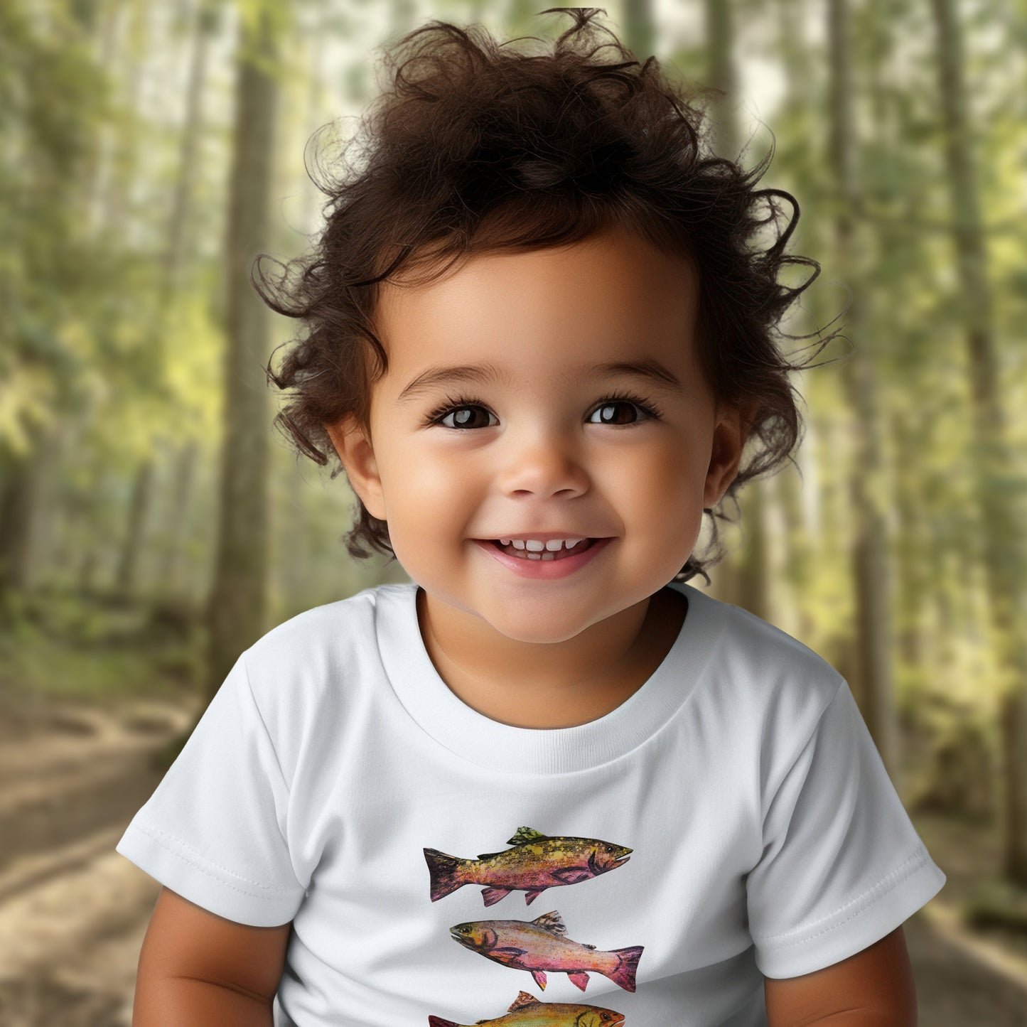 Personalized Infant Tee — Fishing Theme Baby Shirt, Artist Made Design
