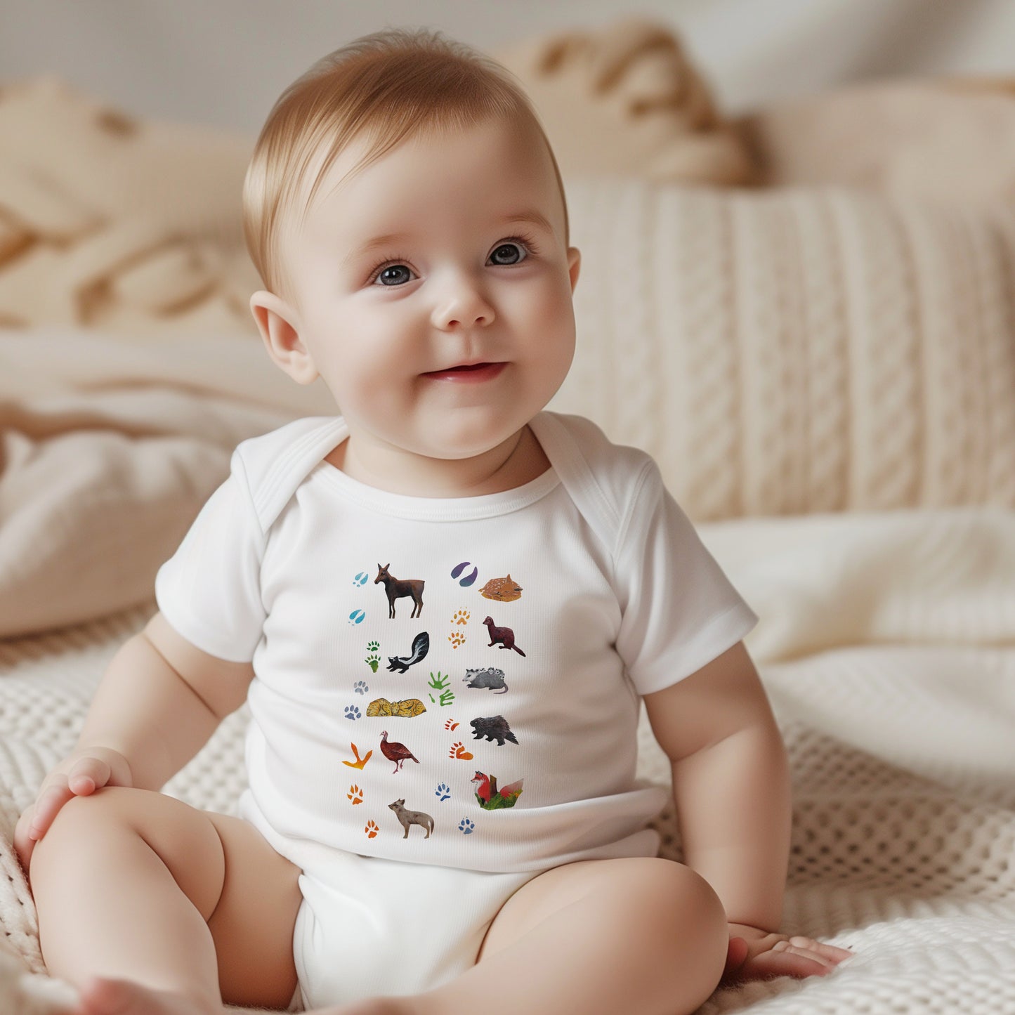 Animal Tracks in the Northeast Infant Bodysuit | Nature Inspired Cotton Baby Clothes