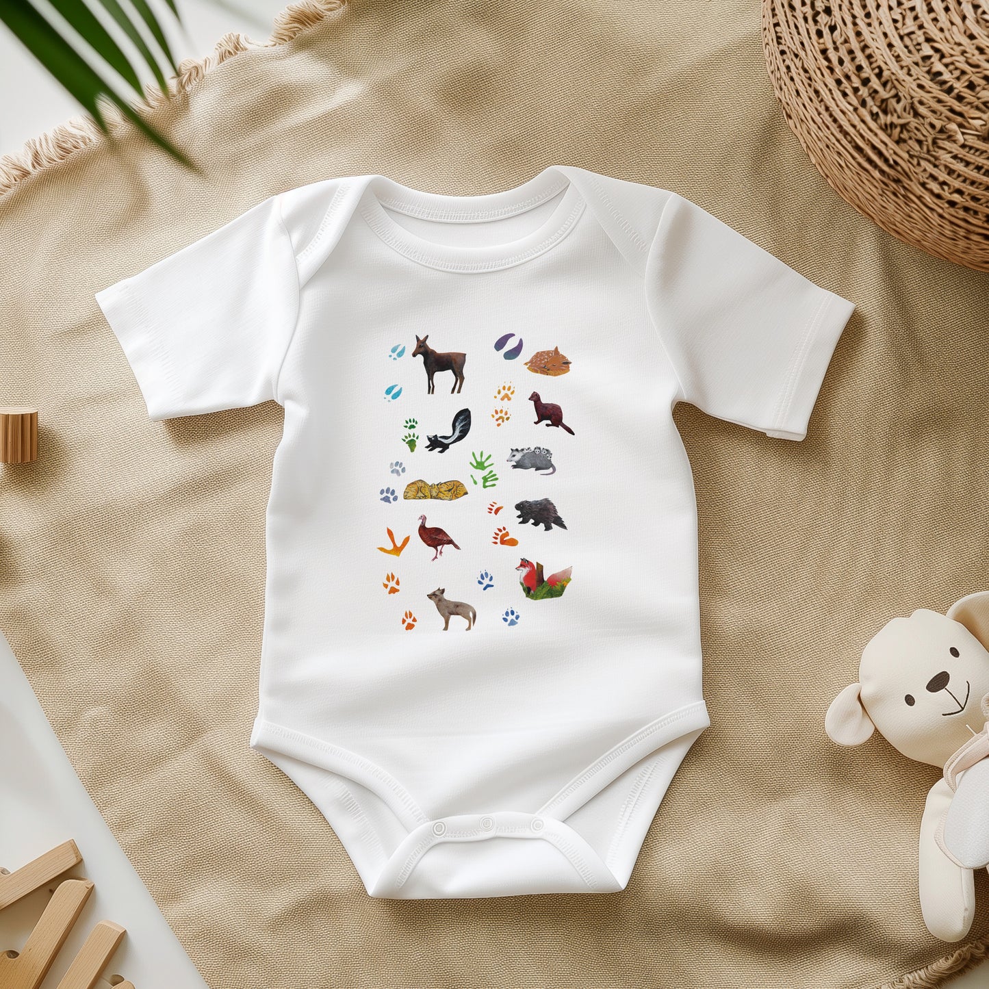 Animal Tracks in the Northeast Infant Bodysuit | Nature Inspired Cotton Baby Clothes