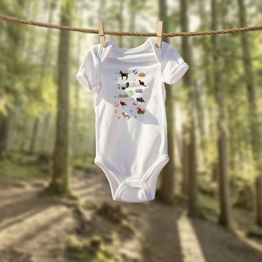 Animal Tracks in the Northeast Infant Bodysuit | Nature Inspired Cotton Baby Clothes