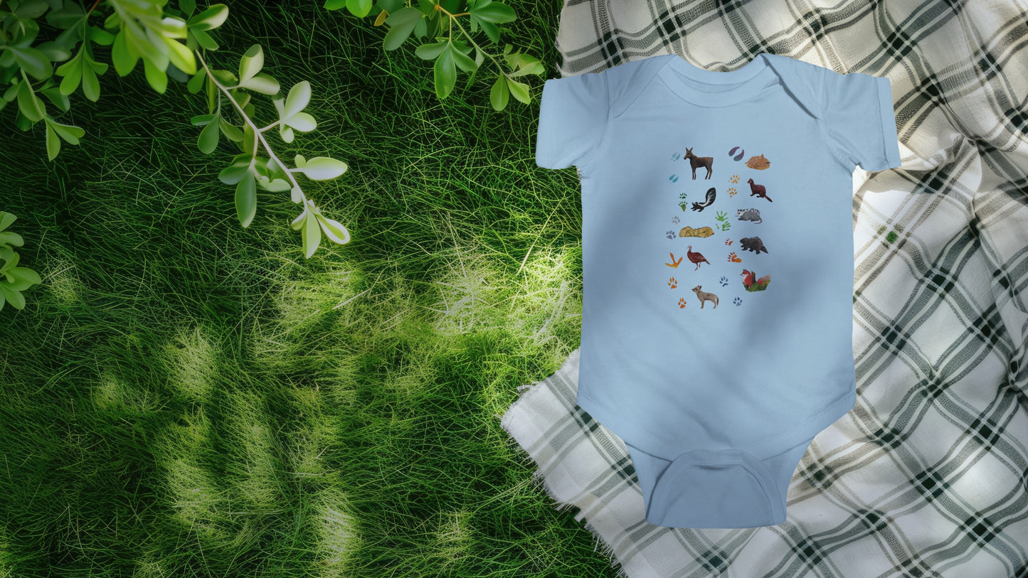 Animal Tracks in the Northeast Infant Bodysuit | Nature Inspired Cotton Baby Clothes
