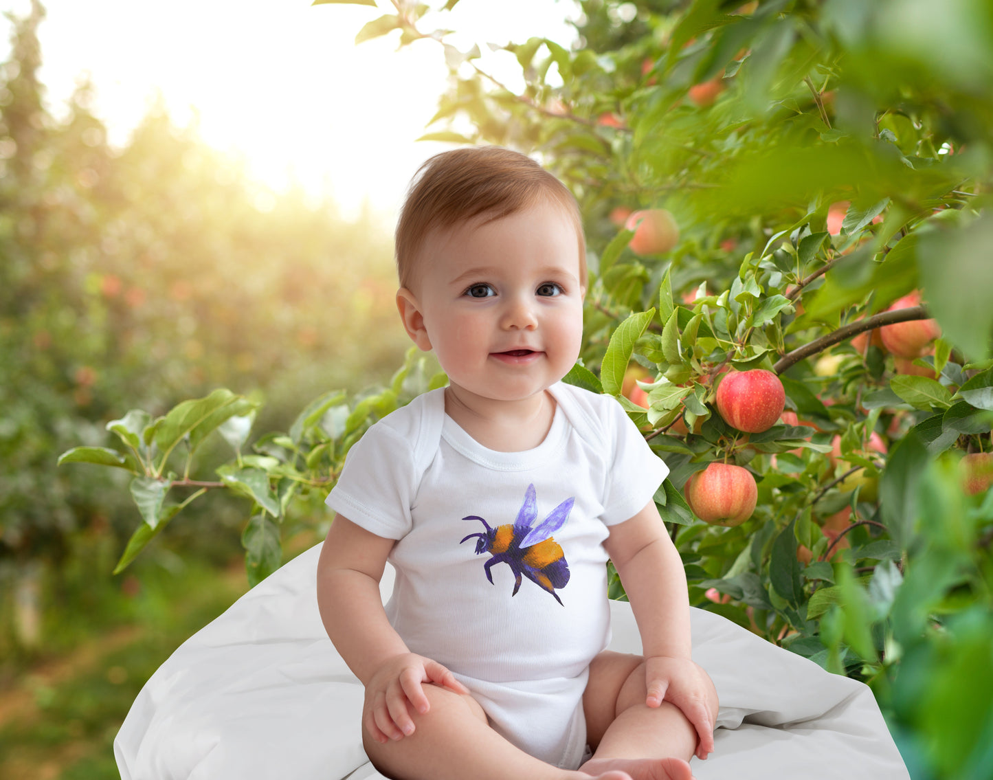 Bee Illustration Infant Bodysuit | Personalized Bumblebee Baby Onesie