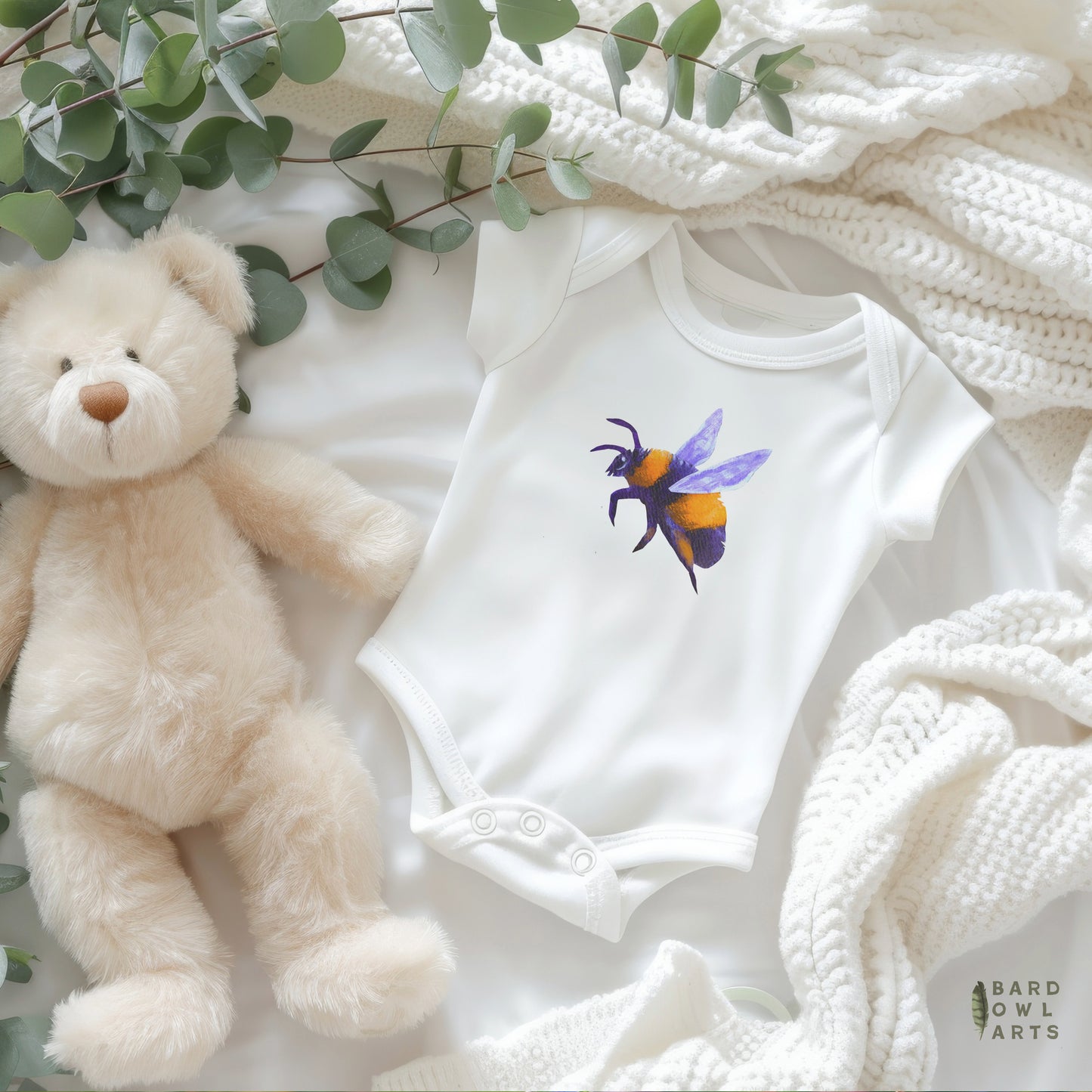 Bee Illustration Infant Bodysuit | Personalized Bumblebee Baby Onesie