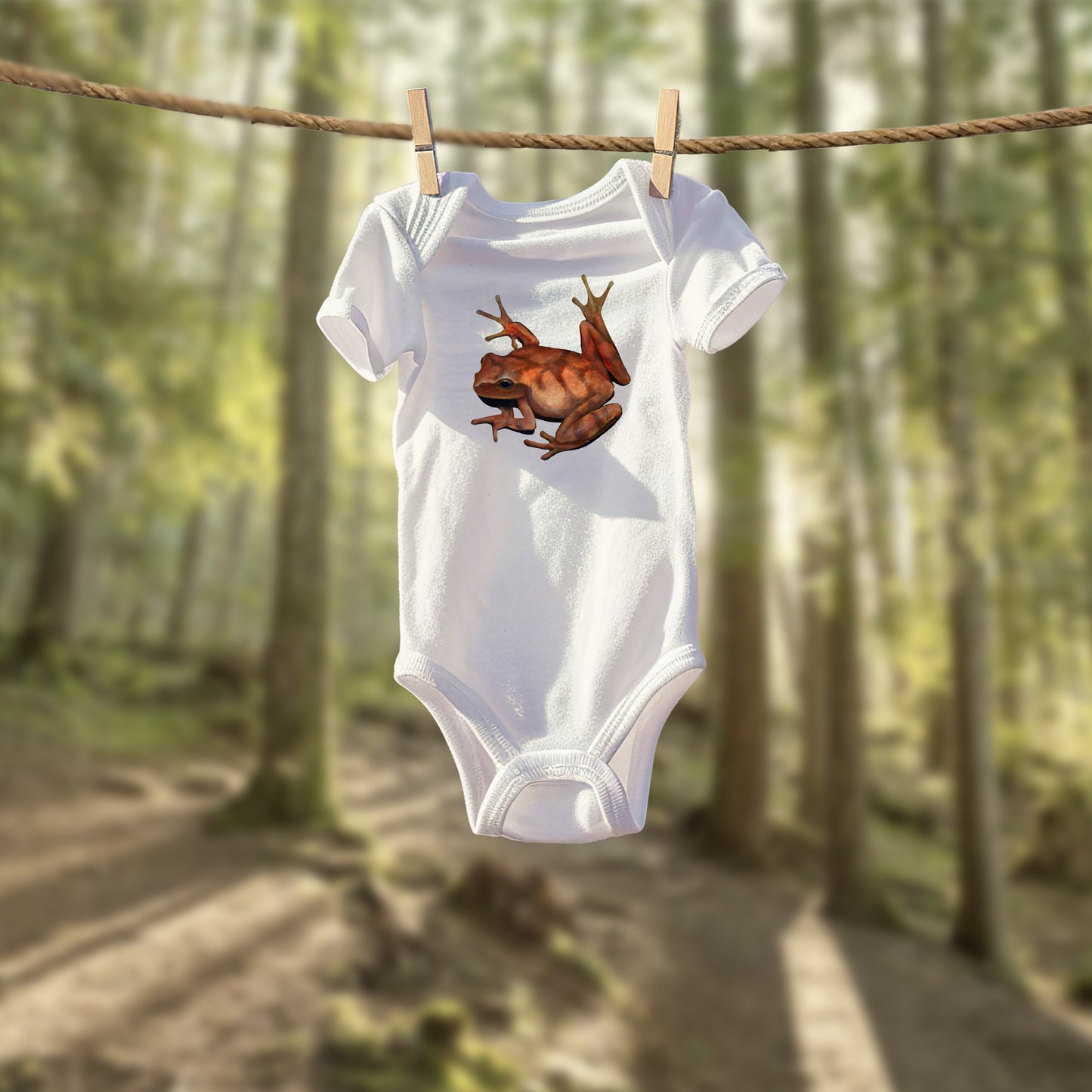 Spring Peeper Illustration on Infant Bodysuit | Frog Personalized Baby Onesie