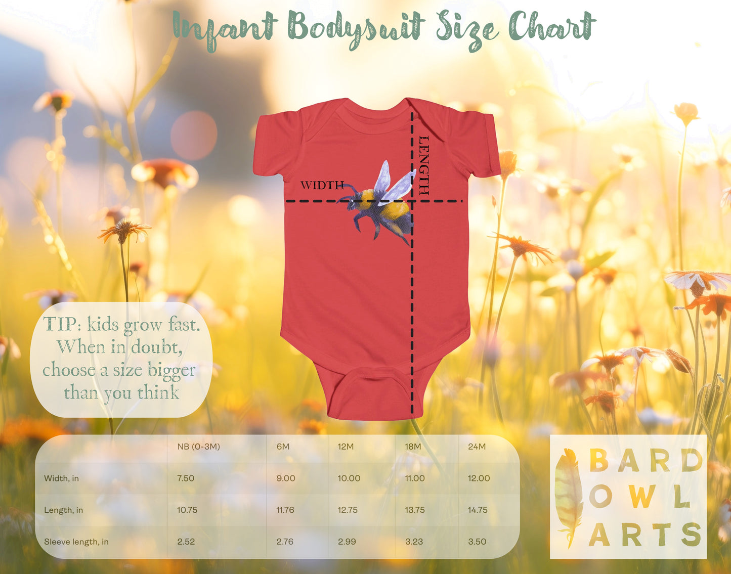 Bumblebee and Native Asters Infant Bodysuit | Baby Bee Floral Onesie