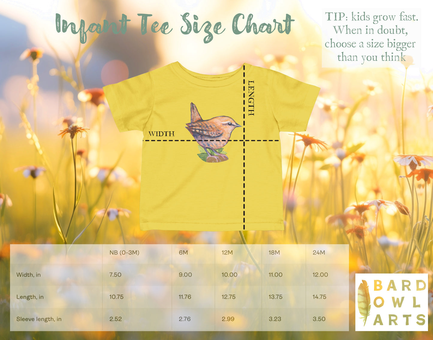 Woodland Wren Illustration Infant Tee | Woodland Bird Baby Shirt