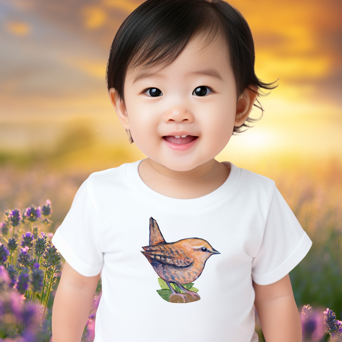 Woodland Wren Illustration Infant Tee | Woodland Bird Baby Shirt
