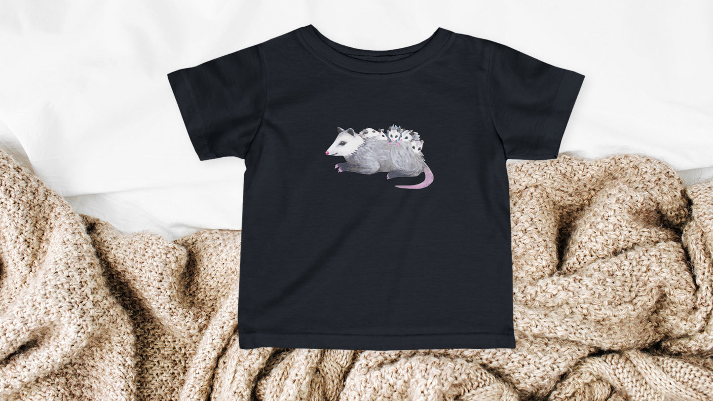 Possum Mom and Babies Illustration Infant Tee | Cute Baby Cotton Tee Shirt