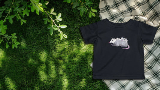 Possum Mom and Babies Illustration Infant Tee | Cute Baby Cotton Tee Shirt