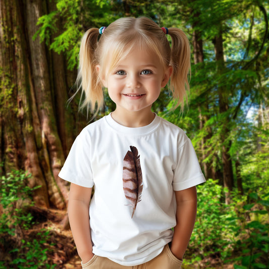 Toddler Tee with Barred Owl Feather Design, Unisex Cotton Woodland T-Shirt