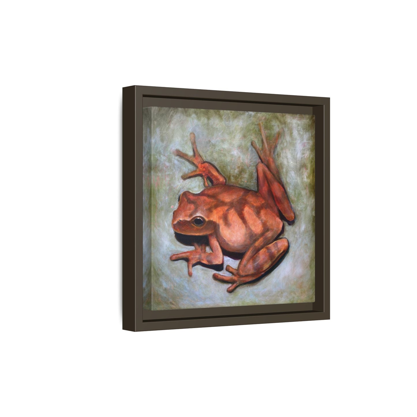 Framed Matte Canvas Print: Frog Art Print