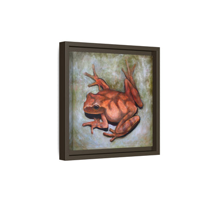 Framed Matte Canvas Print: Frog Art Print
