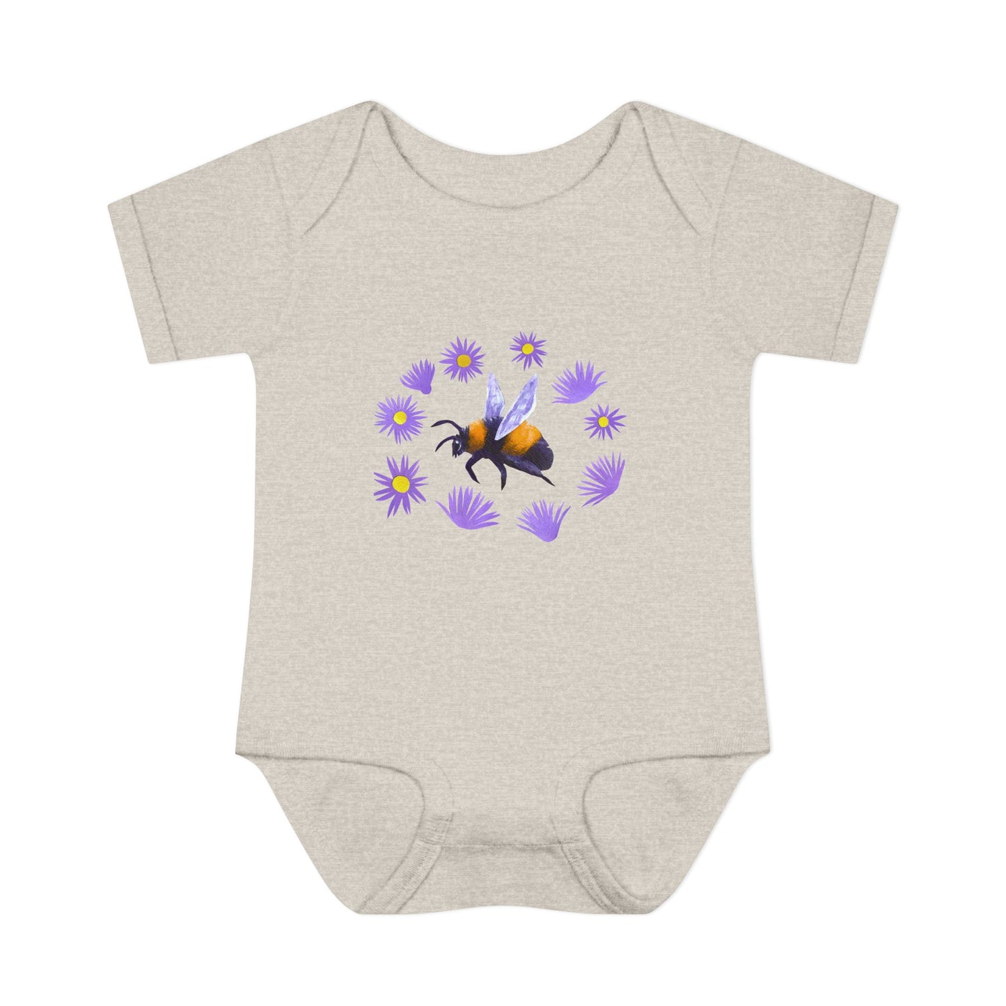 Bumblebee with Purple Aster Infant Bodysuit | Baby Onesie Cotton
