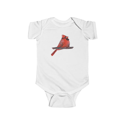 Red Cardinal Bird Bodysuit | Baby Onesie with Cardinal Illustration