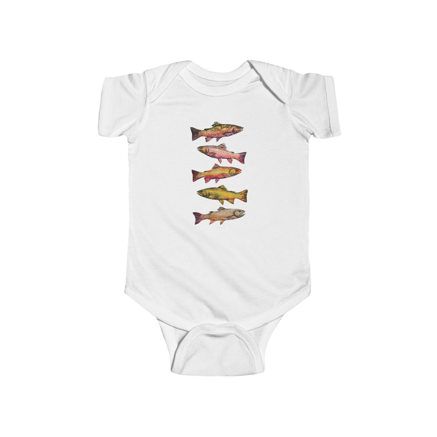 Colorful Brook Trout Illustration on Infant Bodysuit | Fishing Onesie