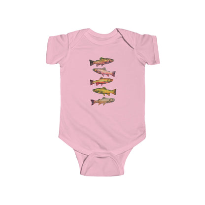 Colorful Brook Trout Illustration on Infant Bodysuit | Fishing Onesie