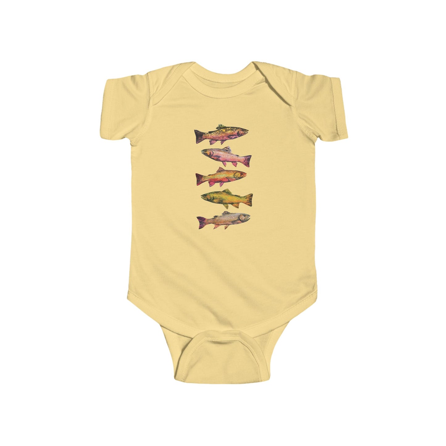 Colorful Brook Trout Illustration on Infant Bodysuit | Fishing Onesie