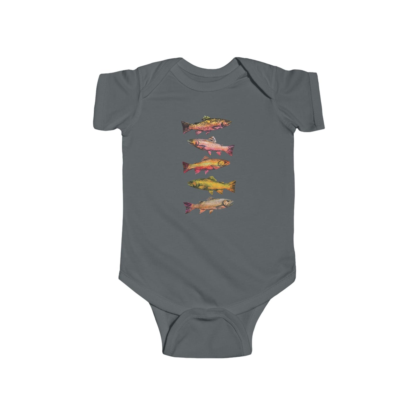 Colorful Brook Trout Illustration on Infant Bodysuit | Fishing Onesie