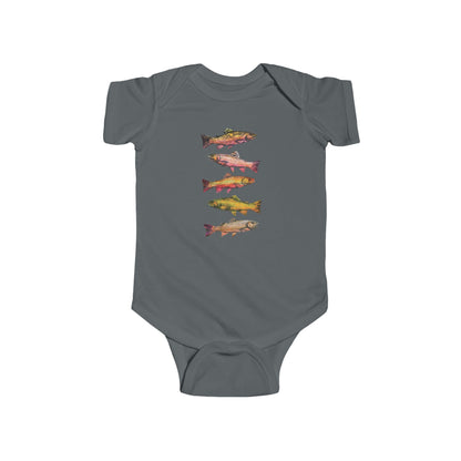 Colorful Brook Trout Illustration on Infant Bodysuit | Fishing Onesie