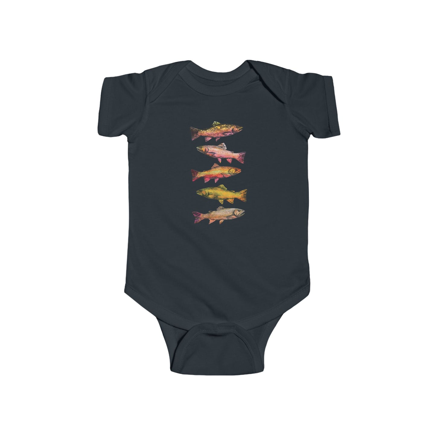 Colorful Brook Trout Illustration on Infant Bodysuit | Fishing Onesie