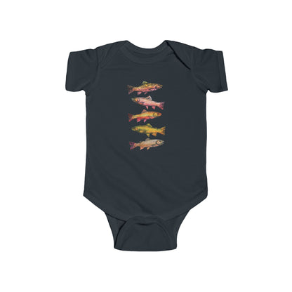 Colorful Brook Trout Illustration on Infant Bodysuit | Fishing Onesie