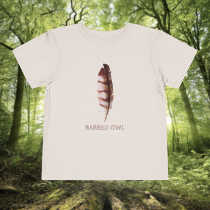 Toddler Tee with Owl Feather Design, Personalizable Text, Unisex Cotton Woodland T-Shirt