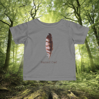 Barred Owl Feather Illustration Infant Tee | Minimalist Nature Inspired Baby Shirt