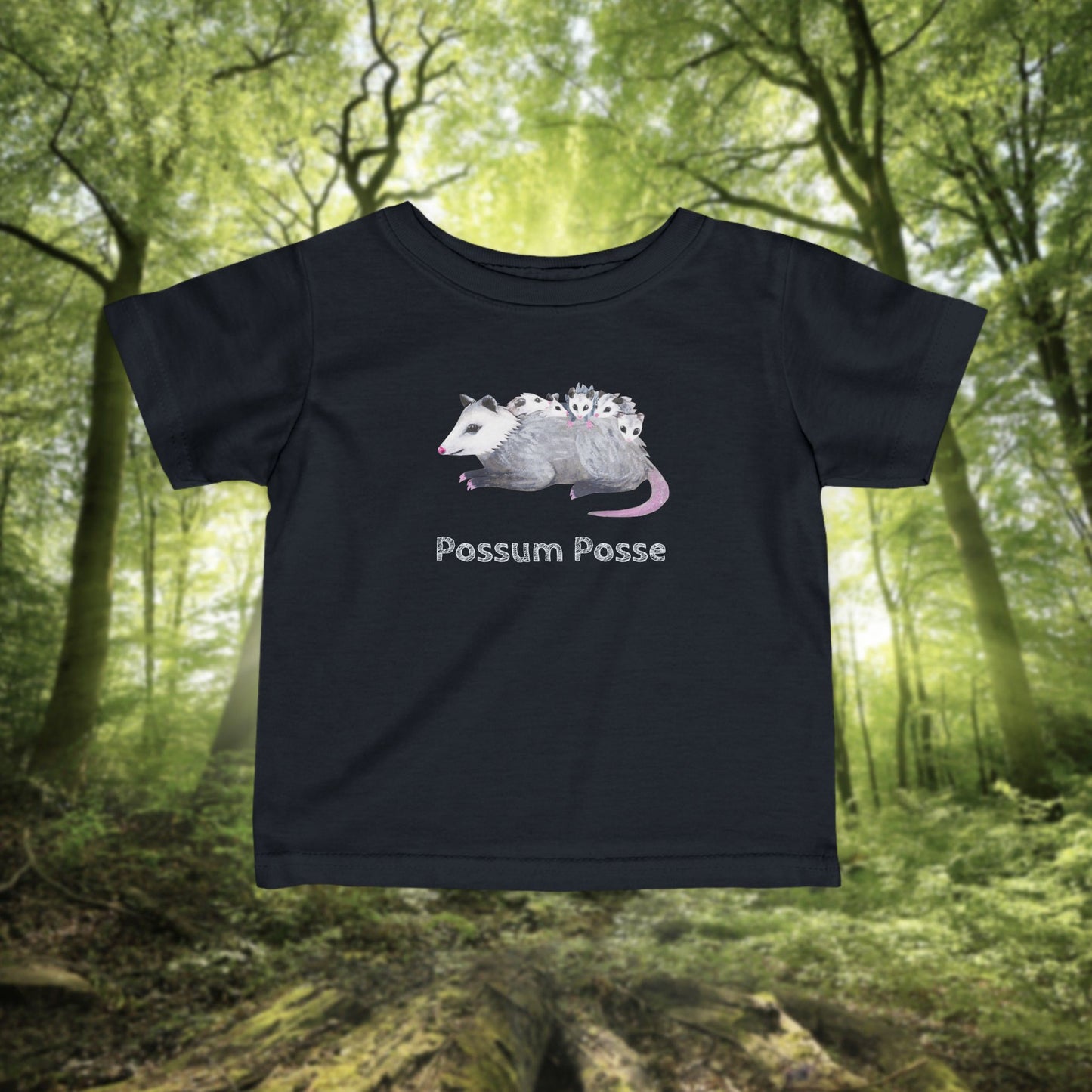 Possum Mom and Babies Illustration Infant Tee | Custom graphic t-shirt