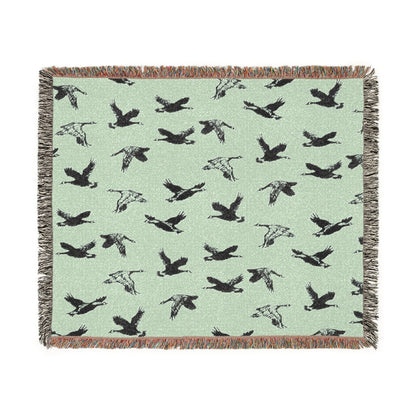 Flying Geese Woven Blanket — 'Canadian Geese Flying North' Cabin Throw