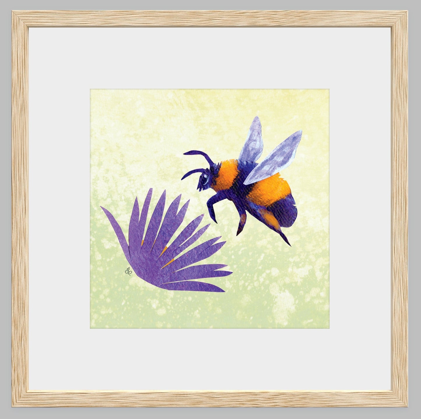 Bumblebee and New England Aster: 8x8 or 12x12 Museum Quality Giclee Print on Thick Archival Paper - Bard Owl Arts