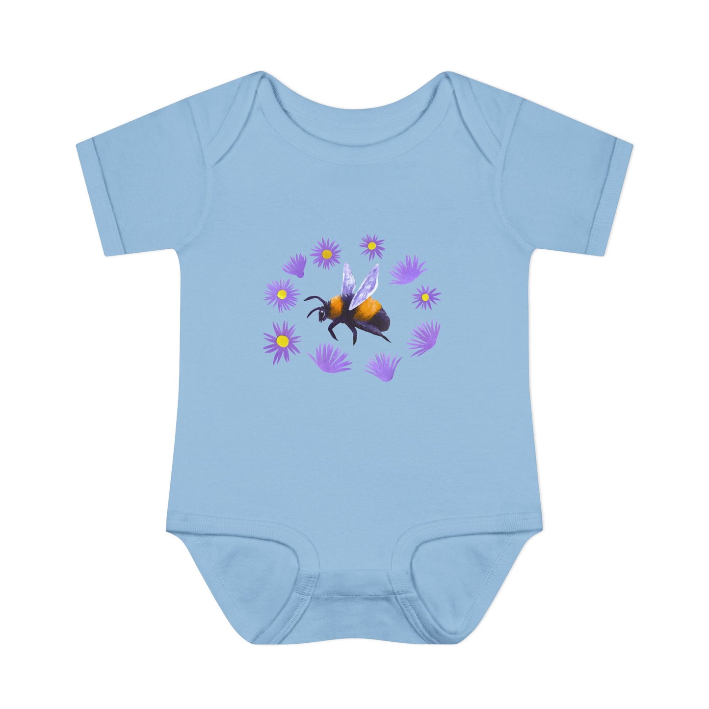 Bumblebee with Purple Aster Infant Bodysuit | Baby Onesie Cotton