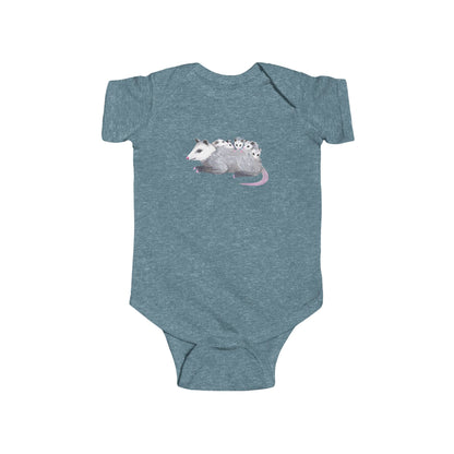 Opossum Mom with Babies Personalized Infant Bodysuit | Hand-Painted Possum DTG Print