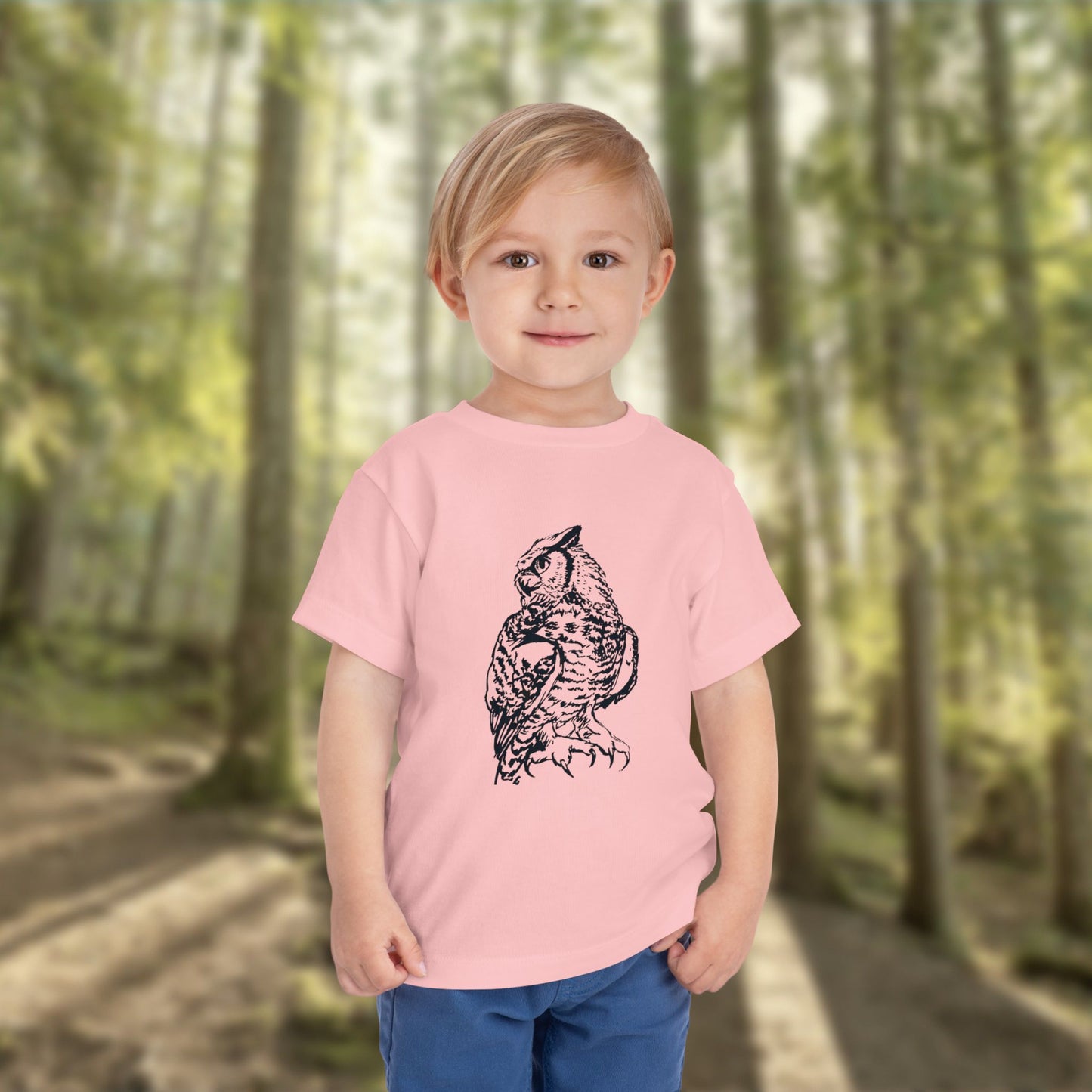 Hand-Drawn Owl Toddler Tee | Great Horned Owl Illustration