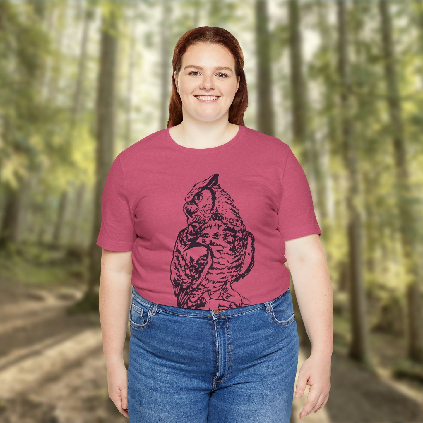 Owl Sketch Tee — Detailed Hand-Drawn Great Horned Owl T-Shirt