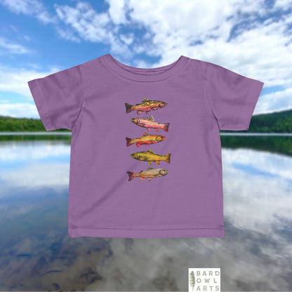 Colorful Brook Trout School Infant Tee | Cute Fish Swim Pattern